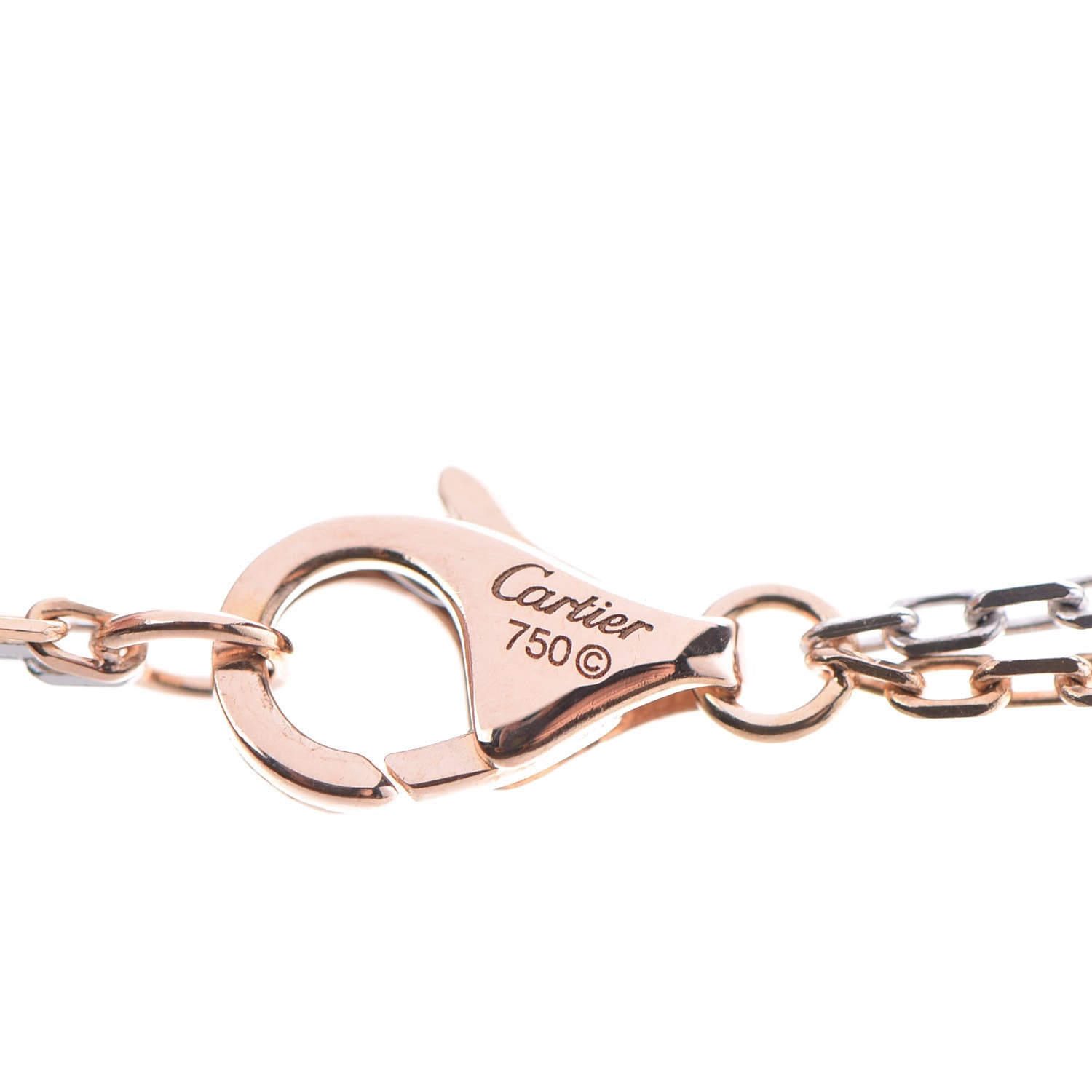 Cartier 18K White Pink Gold Diamond Three Ring LOVE Pendant Necklace 5 of 8