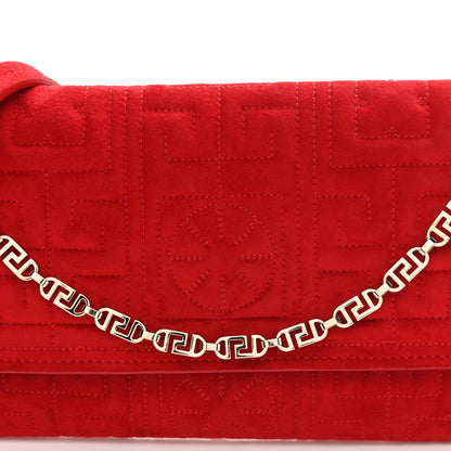 Versace Suede Quilted The Greek Crossbody Clutch Red 15 of 21