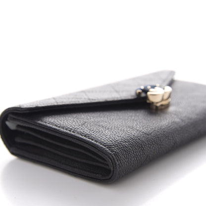 Chanel Caviar Quilted CC Box Gusset Flap Wallet Black Navy 8 of 14