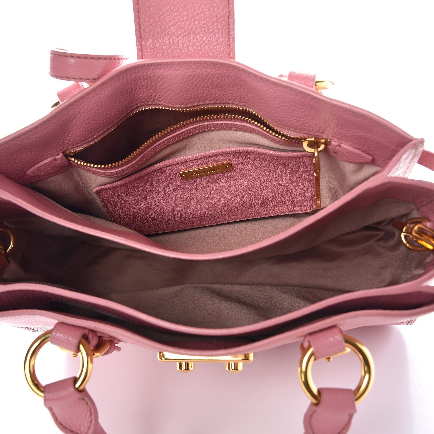 Miu Miu Goatskin Madras Shopping Tote Rosa Gemma 6 of 18