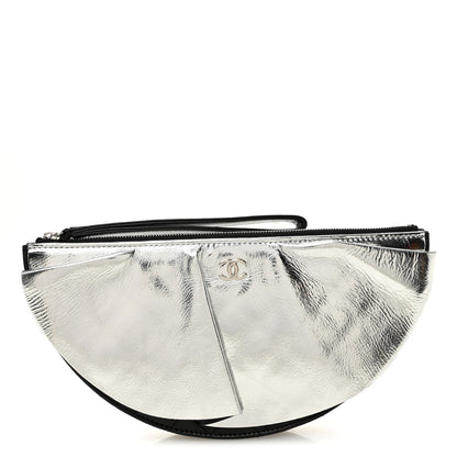 Chanel Metallic Lambskin Wave Clutch Black Silver 1 of 12