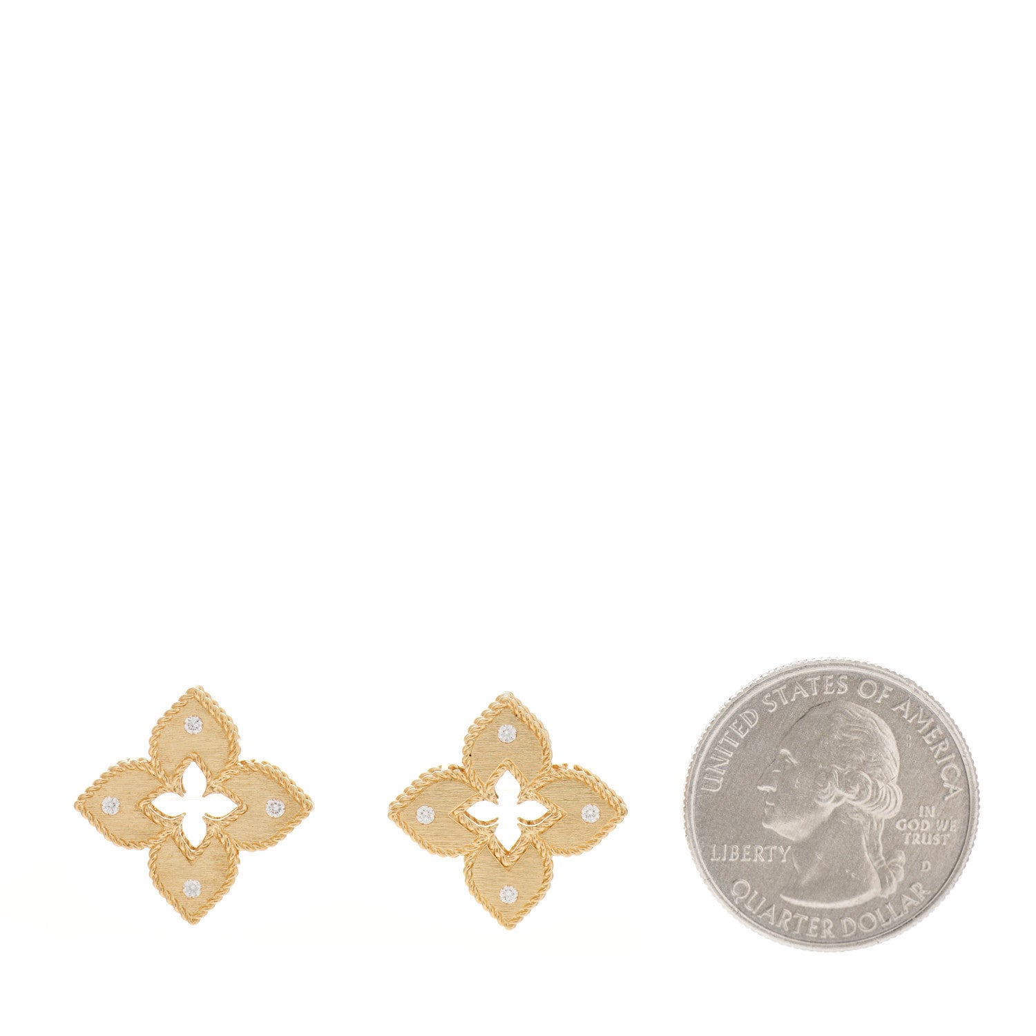 Roberto Coin 18K Yellow Gold Diamond Venetian Princess Open Flower Stud Earrings 2 of 4