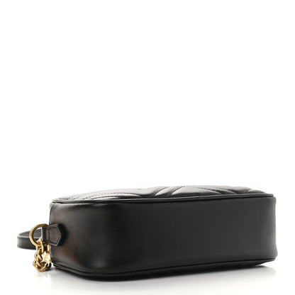 Gucci Calfskin Matelasse Small GG Marmont Chain Shoulder Bag Black 4 of 9