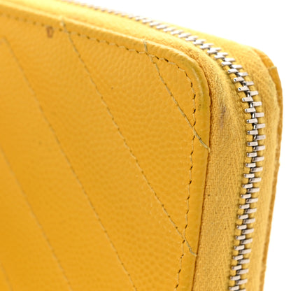 Chanel Caviar Chevron Quilted Zip Coin Purse Yellow 9 of 9
