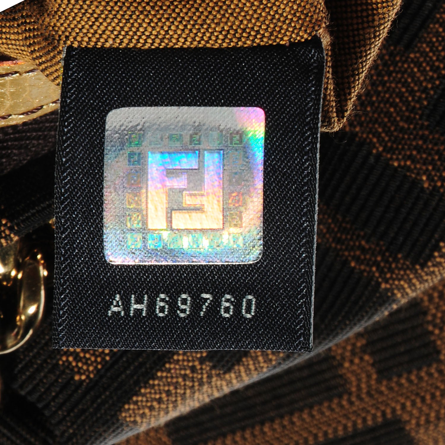 Fendi Zucca Laminated Vachetta Small Chef Chian Hobo Tobacco Bronzo 8 of 9