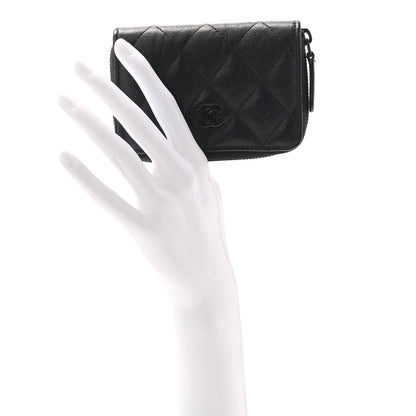 Chanel Aged Calfskin Quilted Zip Coin Purse So Black 2 of 7