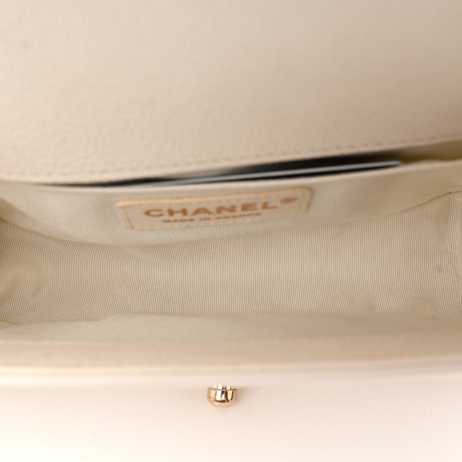 Chanel Caviar Chevron Quilted Small Boy Flap White 5 of 10