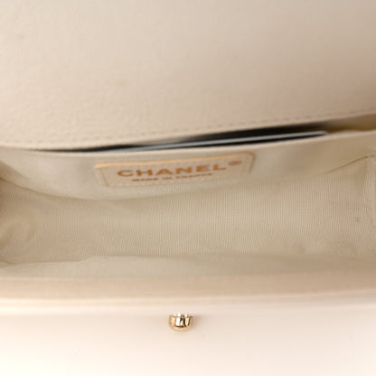 Chanel Caviar Chevron Quilted Small Boy Flap White 5 of 10