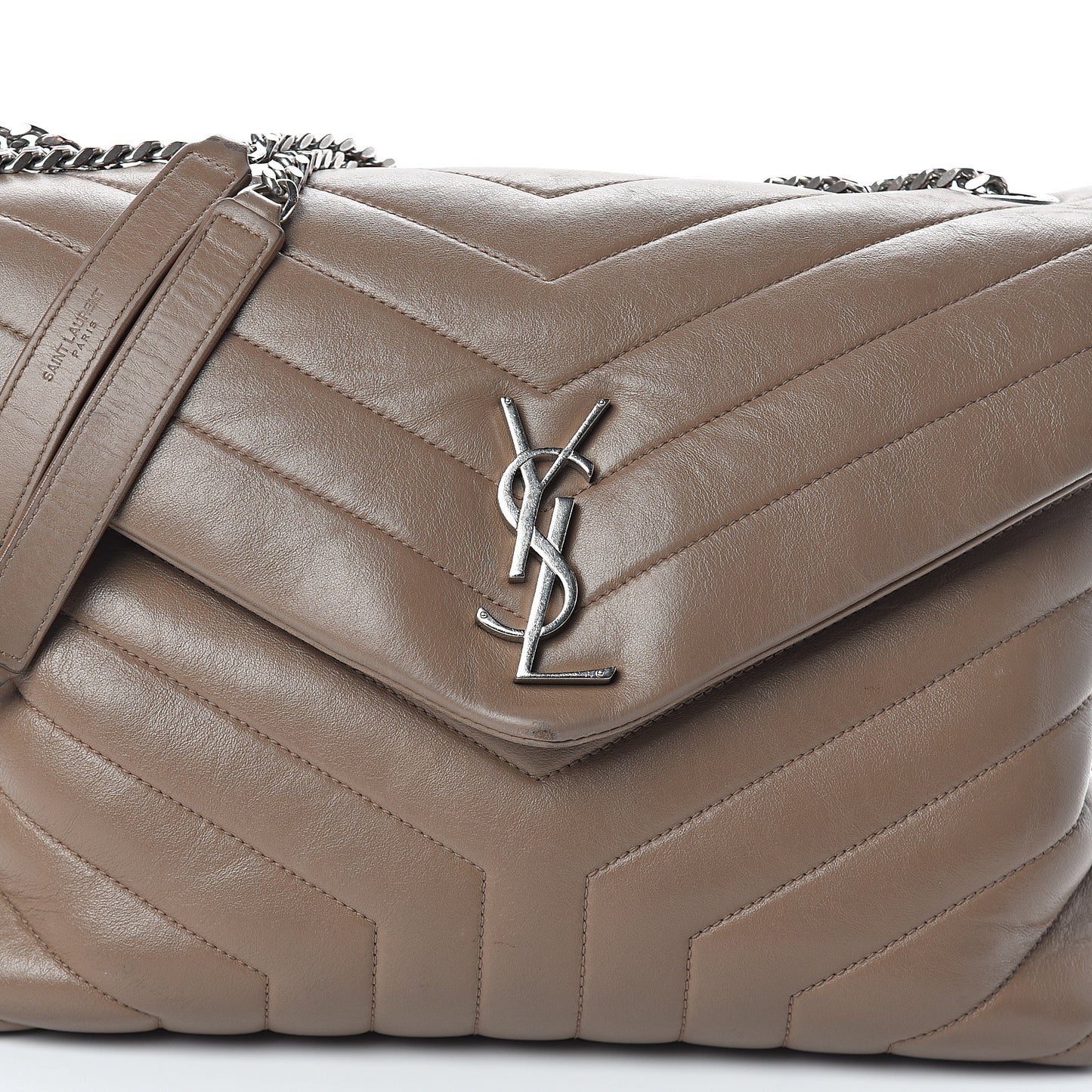 Calfskin Y Quilted Medium Loulou Monogram Chain Satchel Light Brown