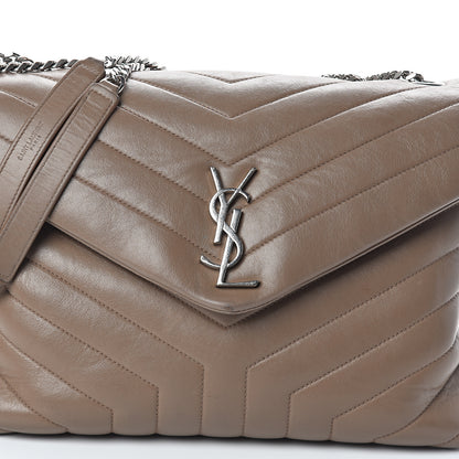 Saint Laurent Calfskin Y Quilted Medium Loulou Monogram Chain Satchel Light Brown 8 of 11