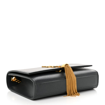 Saint Laurent Grain De Poudre Small Classic Monogram Kate Tassel Satchel Dark Smog 4 of 10