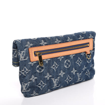 Louis Vuitton Monogram Denim Pochette Plat Clutch Blue 3 of 7