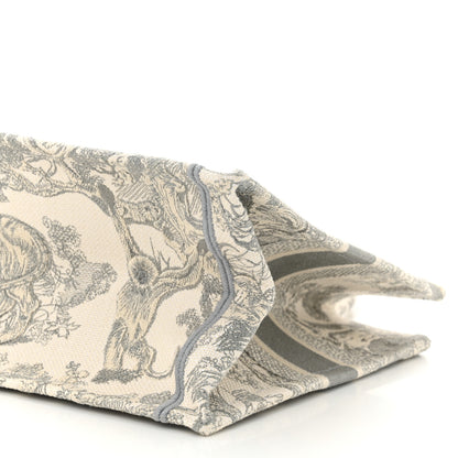 Christian Dior Canvas Embroidered Medium Dioriviera Toile De Jouy Book Tote Gray 10 of 11