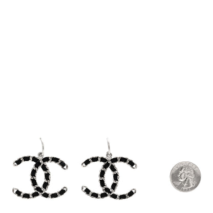 Chanel Lambskin CC Chain Drop Earrings Black Silver 2 of 5
