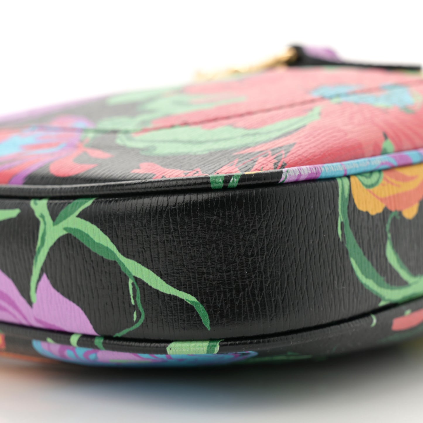 X KEN SCOTT New Shangai Calfskin Jenny Floral Print Small Jackie 1961 Hobo Black Pink