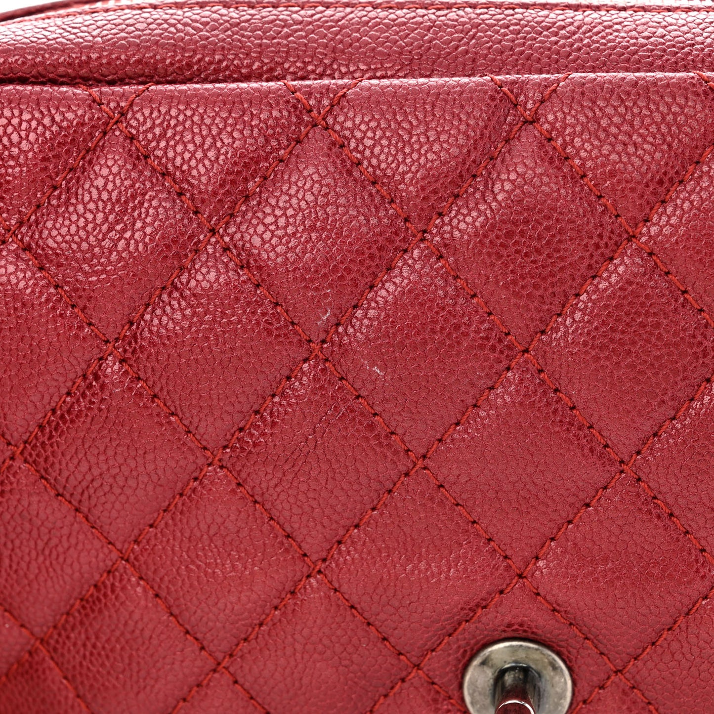 Caviar Quilted Jumbo Easy Flap Red