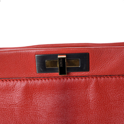 Fendi Goatskin Zucca Large Peekaboo Iconic Satchel Red 11 of 12