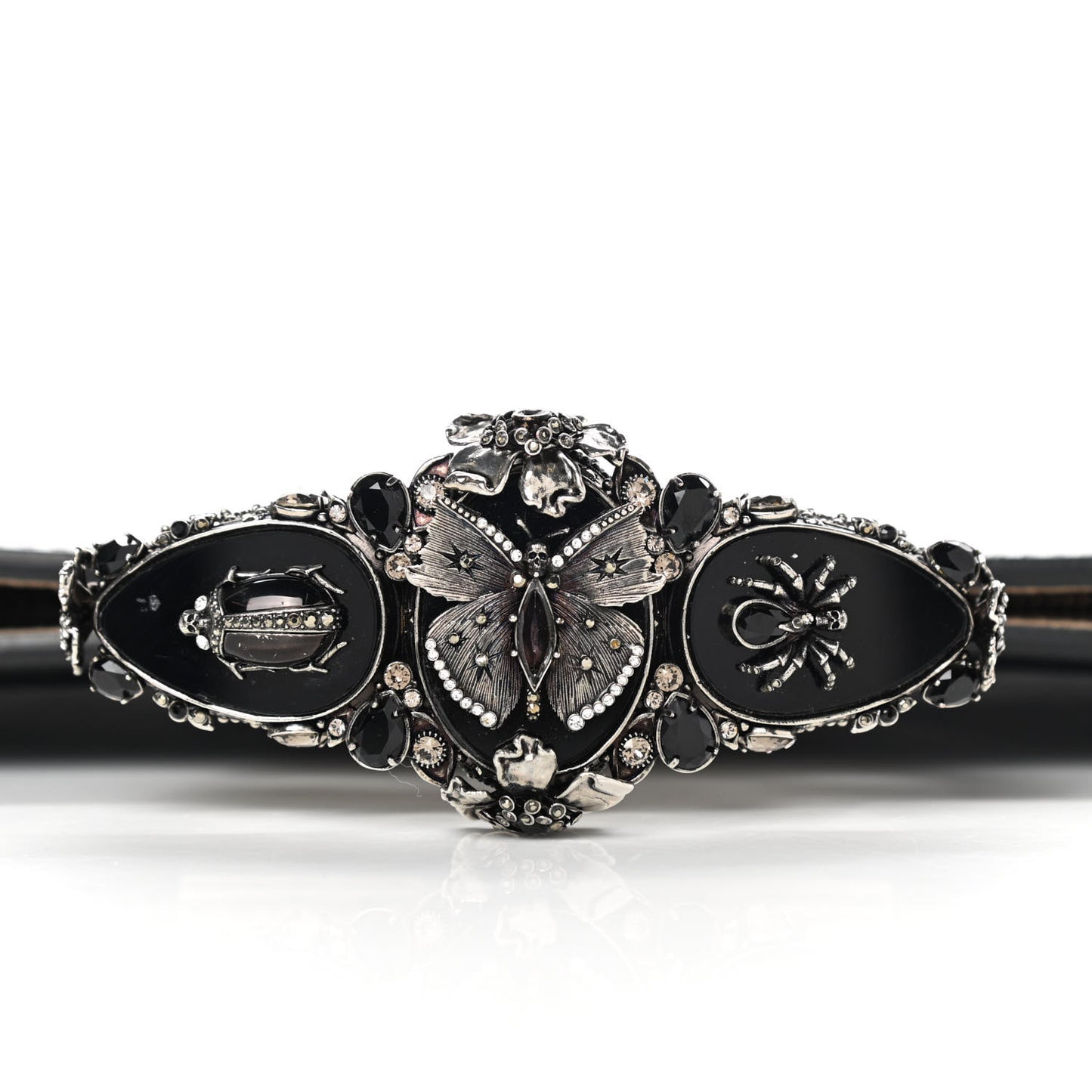 Calfskin Lizard Embossed Knuckle Flat Clutch Black