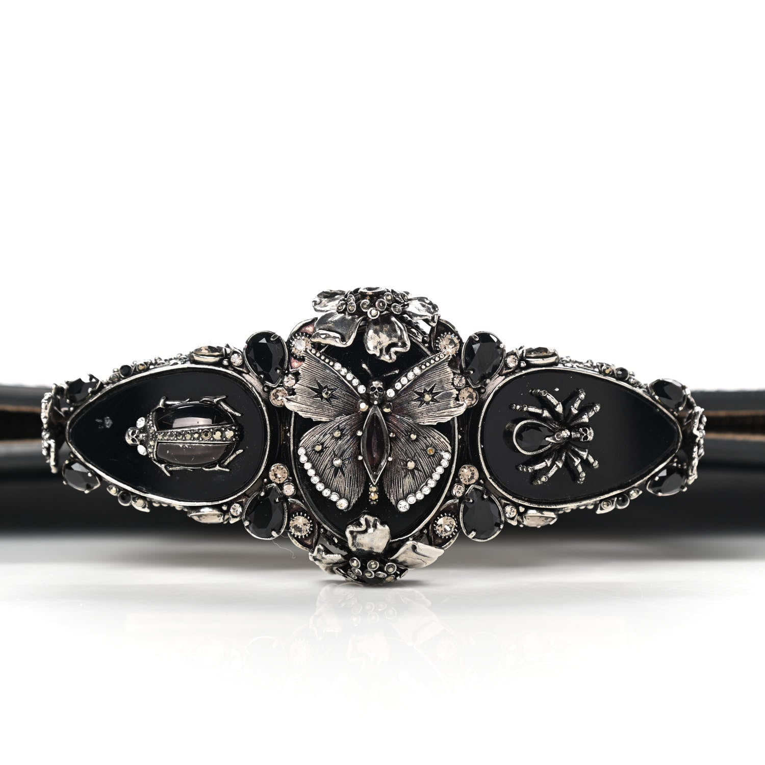 Alexander McQueen Calfskin Lizard Embossed Knuckle Flat Clutch Black 9 of 12