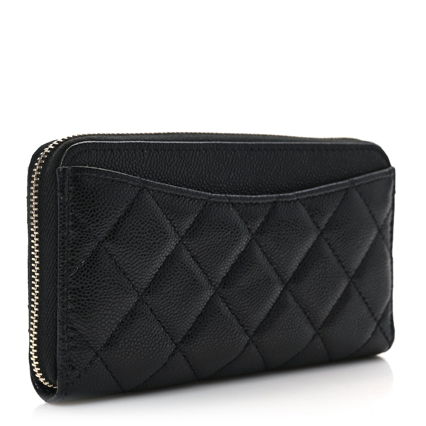 Caviar Quilted Medium Zip Around Wallet Black