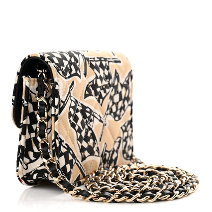 Chanel Canvas Check Flag Printed CC Clutch With Chain Beige Multicolor 3 of 12