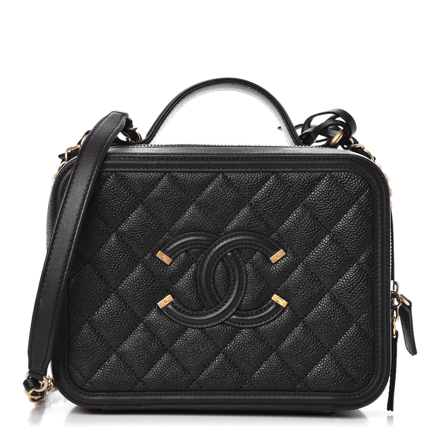 Chanel Caviar Quilted Medium CC Filigree Vanity Case Black 1 of 8