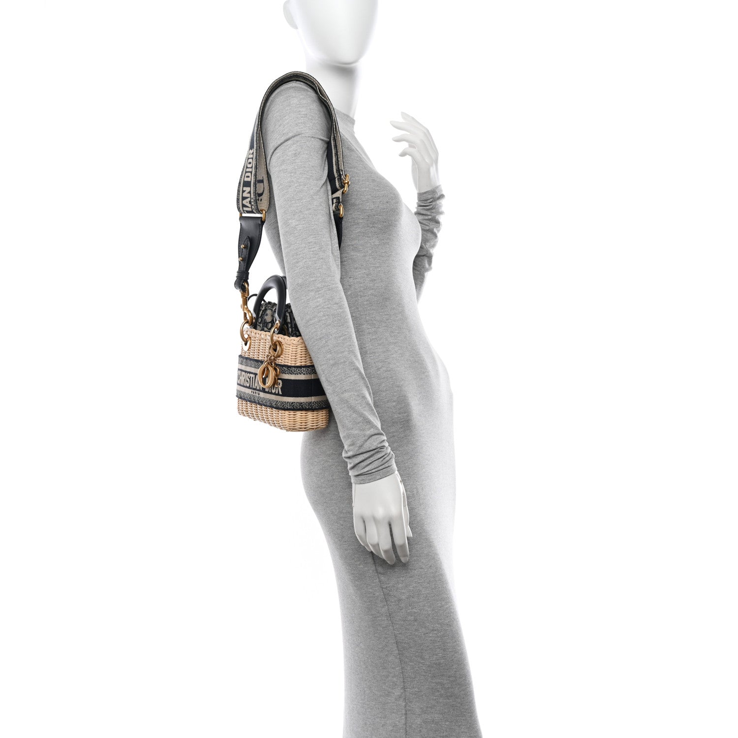 Christian Dior Wicker Oblique Mini Lady Dior Bag Blue 2 of 12