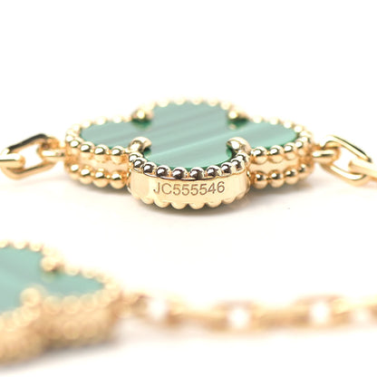 Van Cleef & Arpels 18K Yellow Gold Malachite 5 Motifs Vintage Alhambra Bracelet 4 of 6