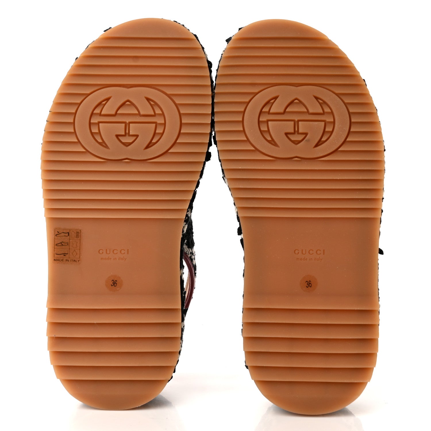 Gucci Tweed GG Monogram Crystal Angelina Platform Slingback Sandals 36 Black Natural Cerise 5 of 9