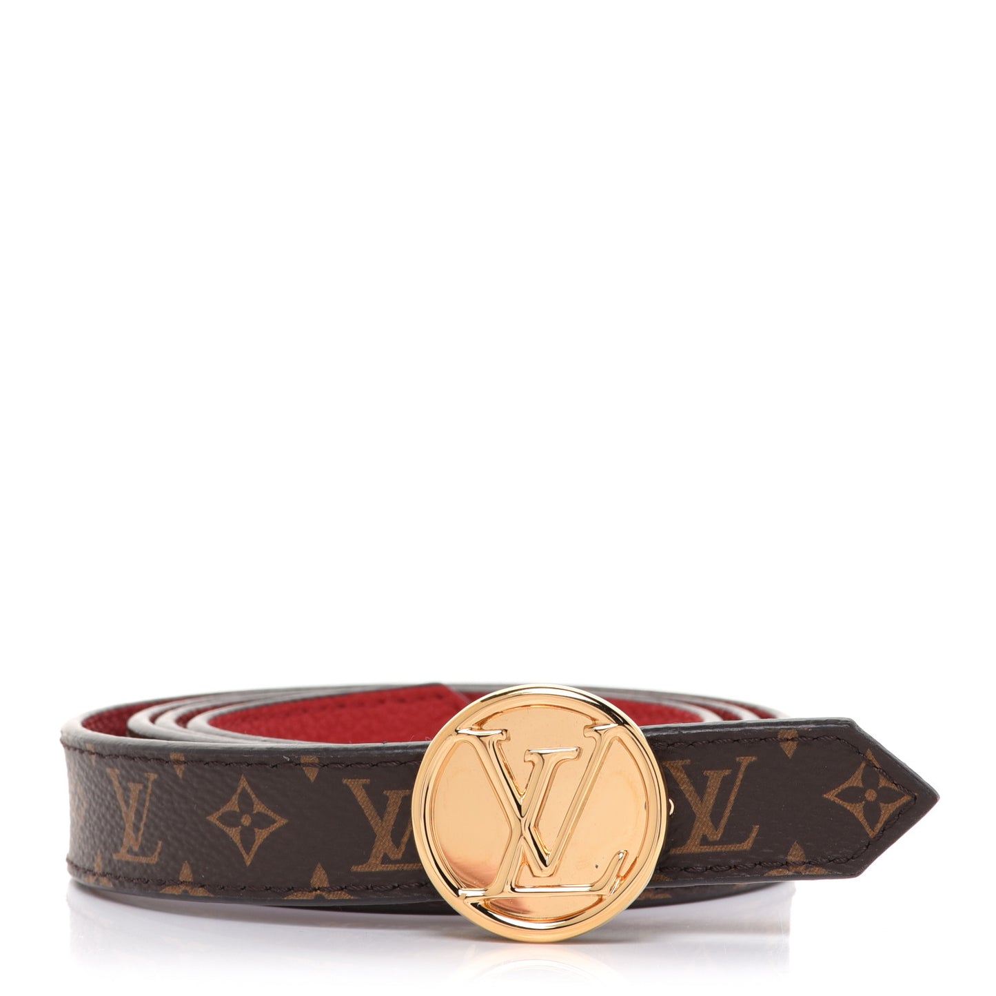 Monogram 20mm LV Circle Reversible Belt 80 32 Red