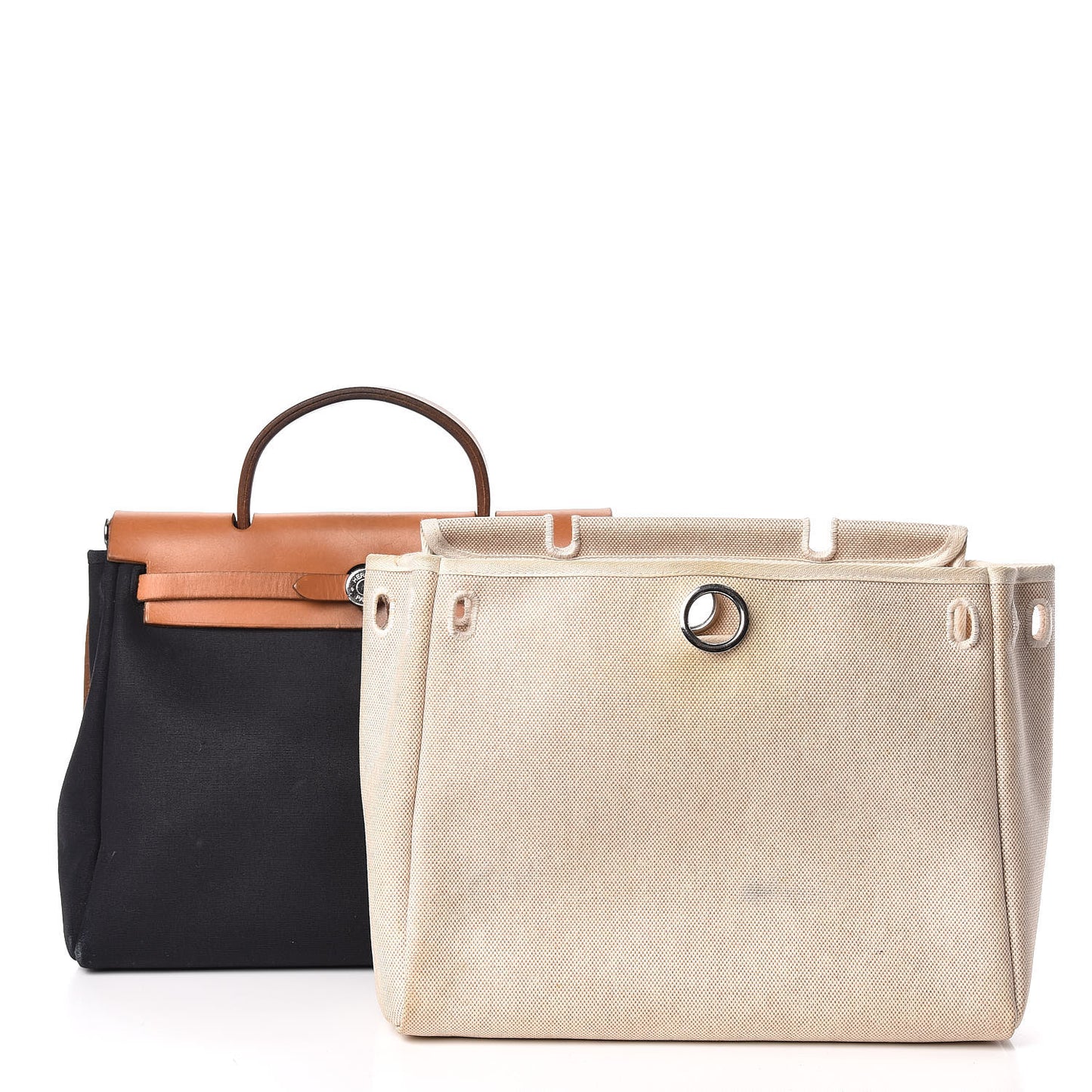 Toile Vache Calfskin Herbag 30 PM Black Natural