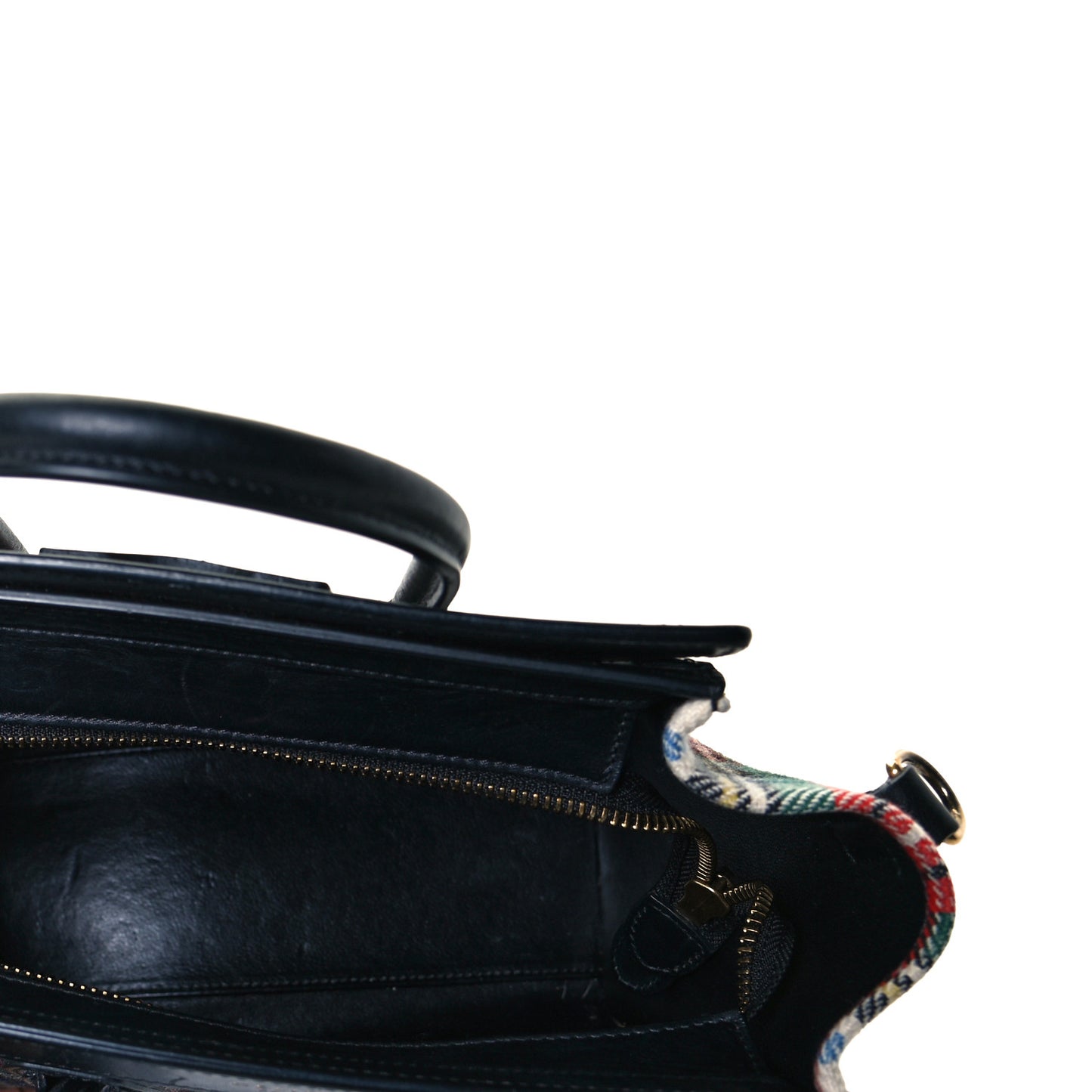 Tartan Calfskin Nano Luggage Red Blue
