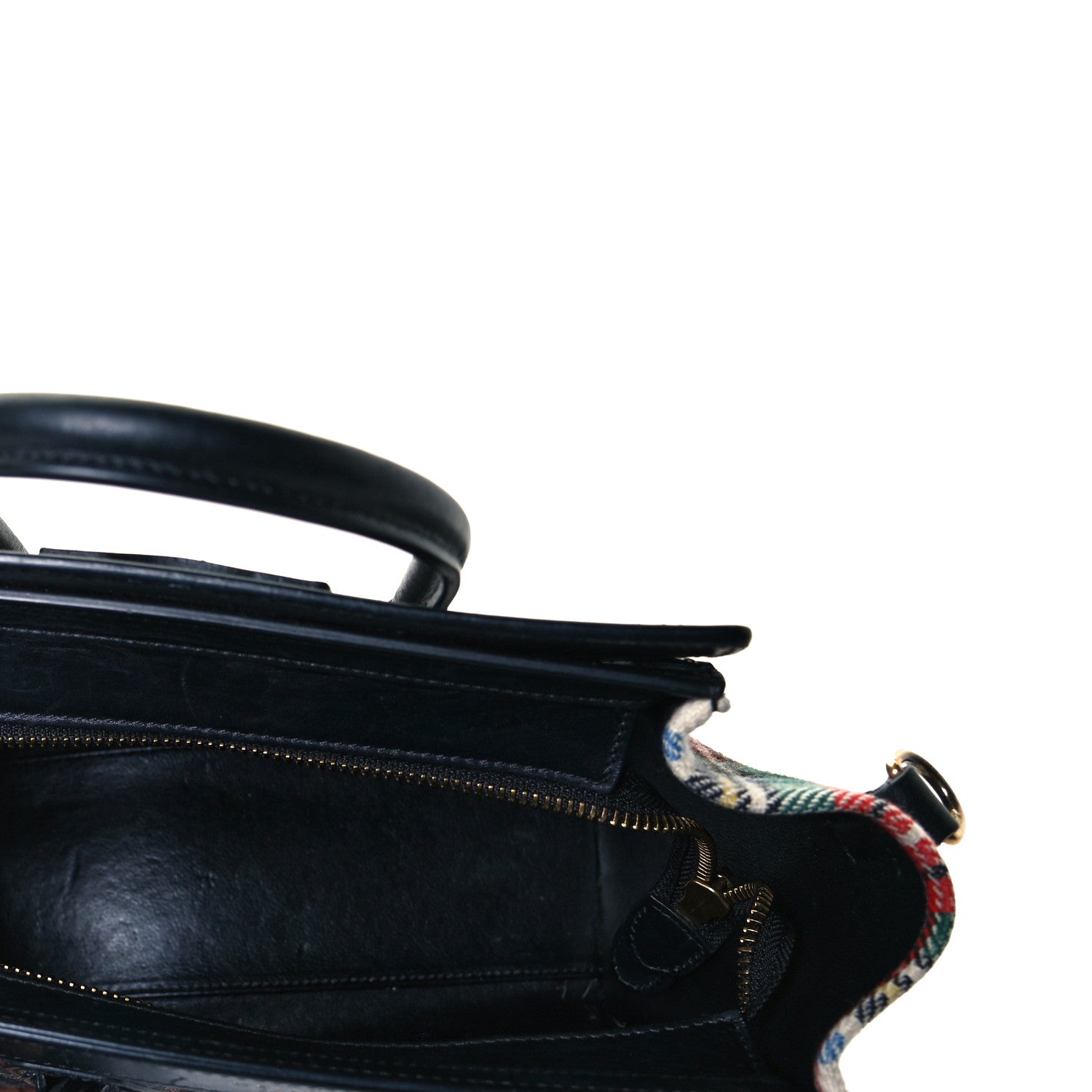 Celine Tartan Calfskin Nano Luggage Red Blue 5 of 8