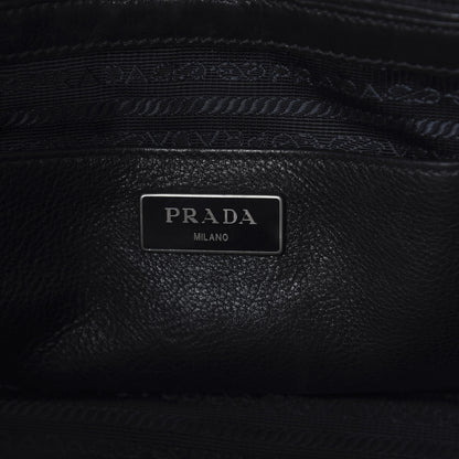 Prada Glace Calf Bi-Color Twin Pocket Tote Pomice Black 7 of 10