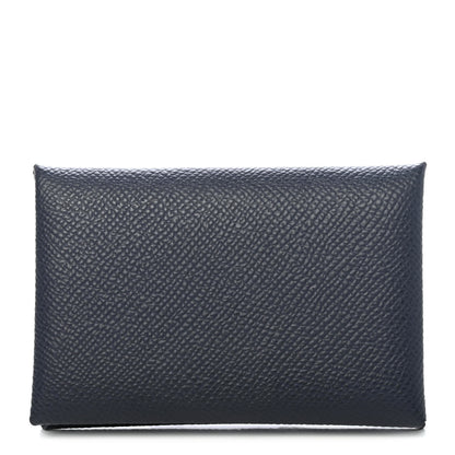 Hermes Epsom Verso Calvi Card Case Bleu Indigo Vert Amande 1 of 4