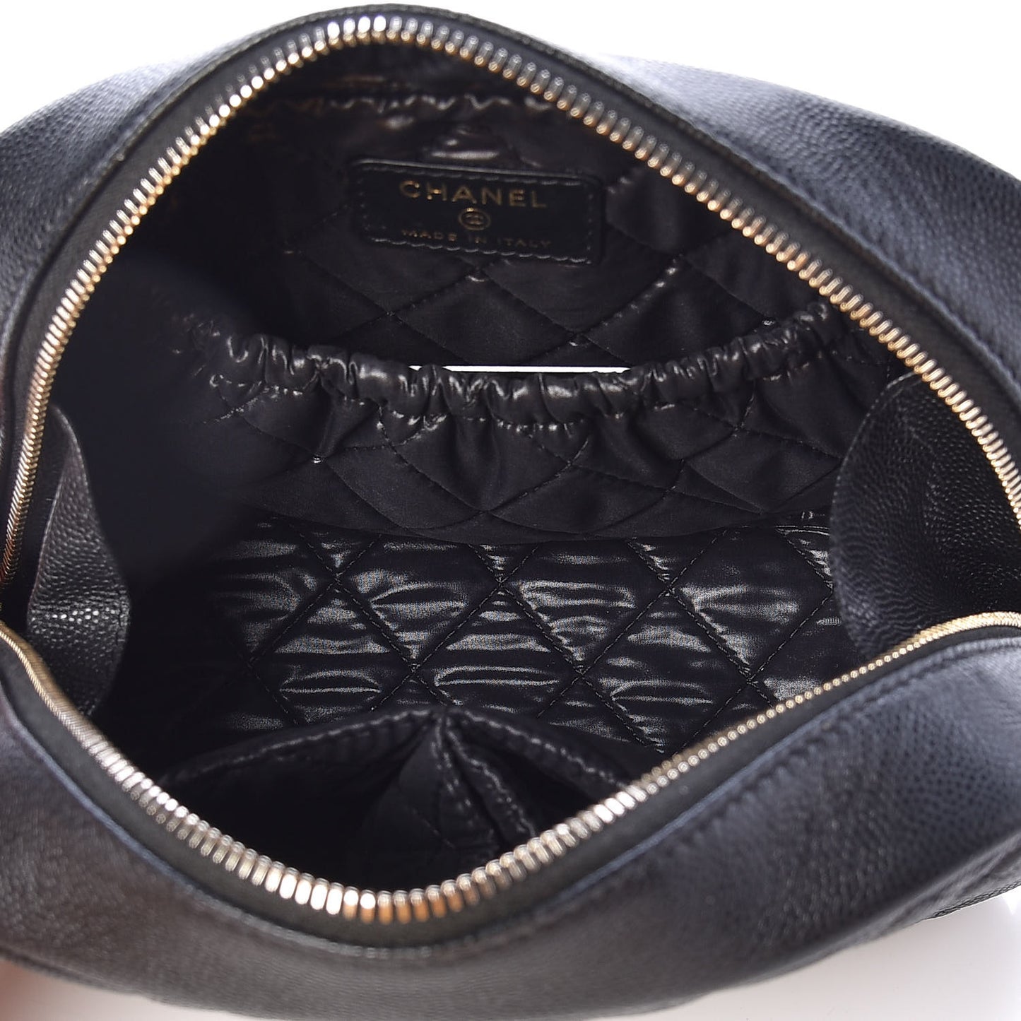 Caviar Quilted Curvy Pouch Cosmetic Case Black
