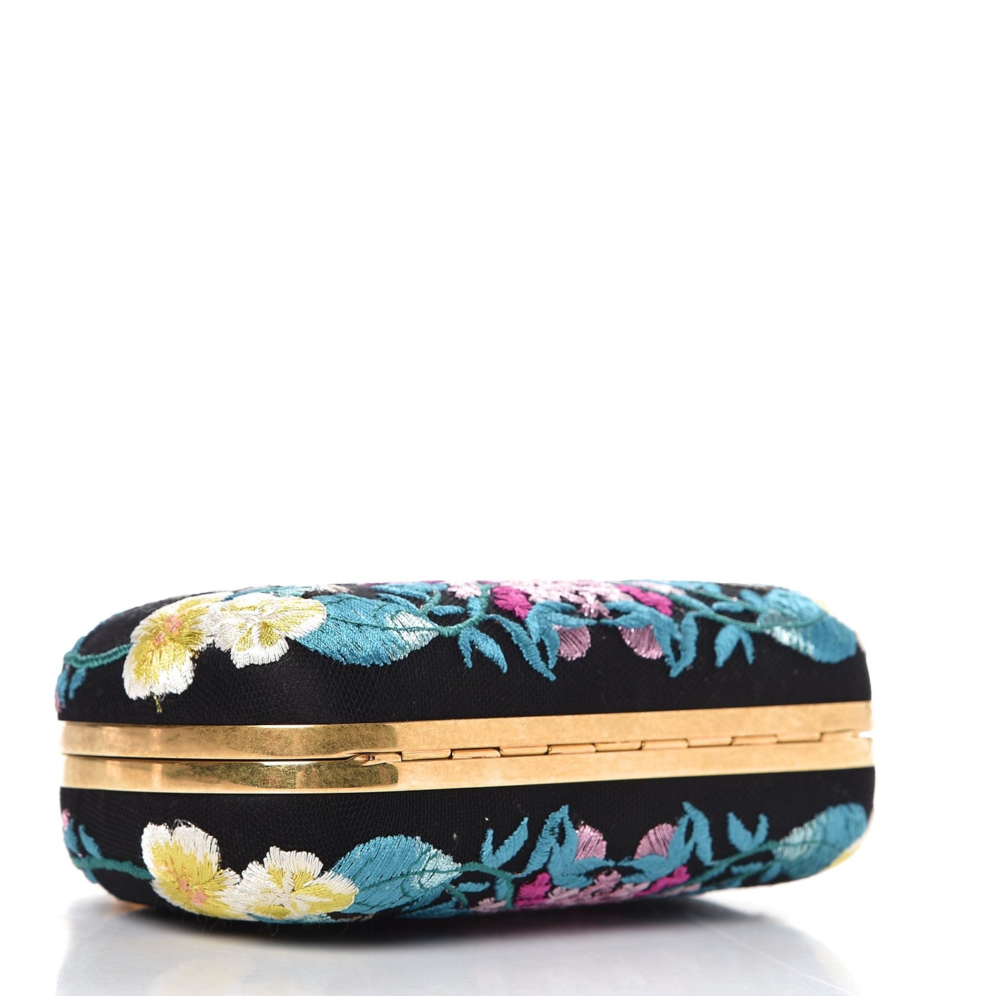 Silk Embroidered Hummingbird Knuckle Duster Box Clutch Multicolor