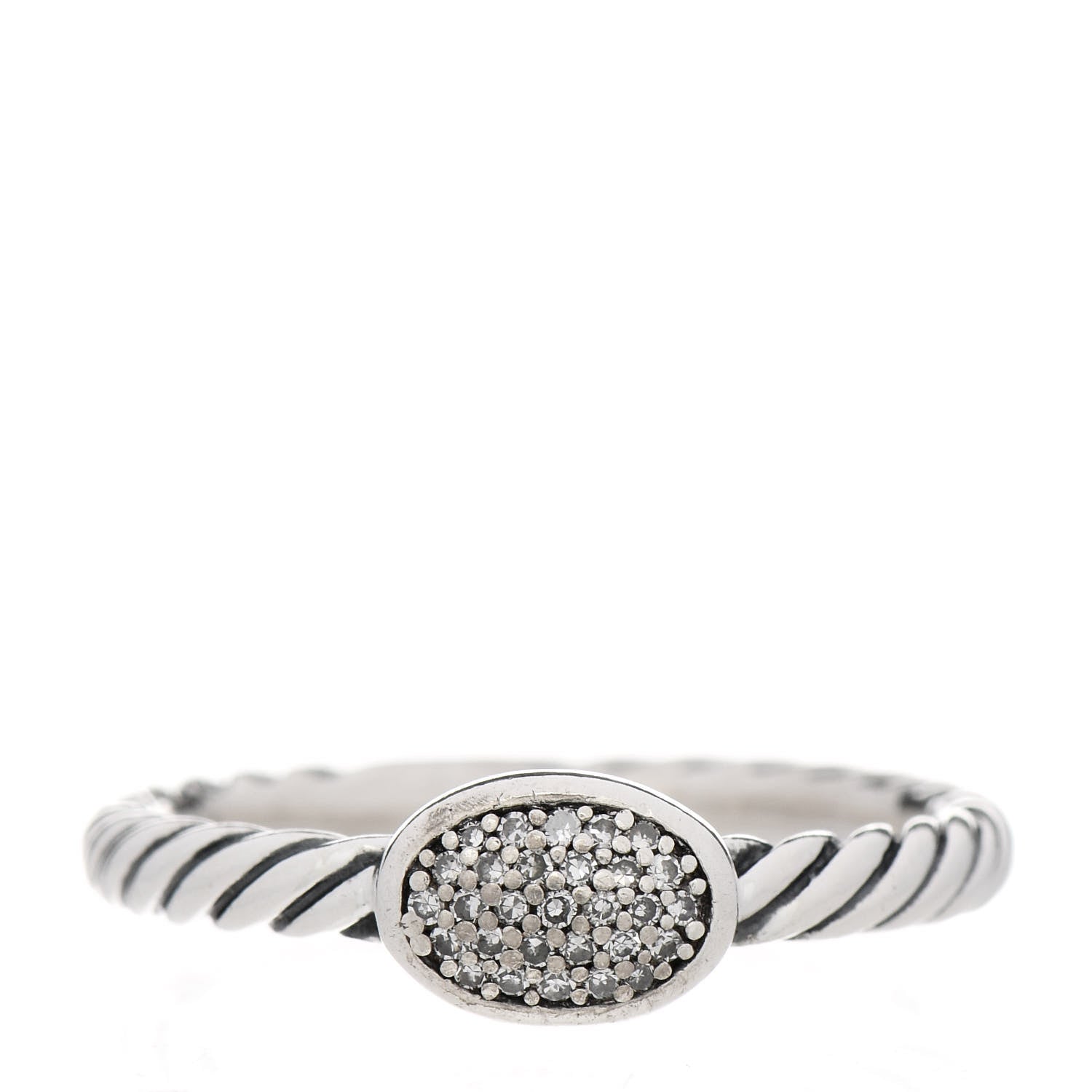 David Yurman Sterling Silver Diamond Petite Pave Oval Ring 52 6 1 of 7