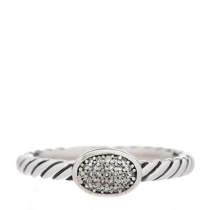 David Yurman Sterling Silver Diamond Petite Pave Oval Ring 52 6 1 of 7