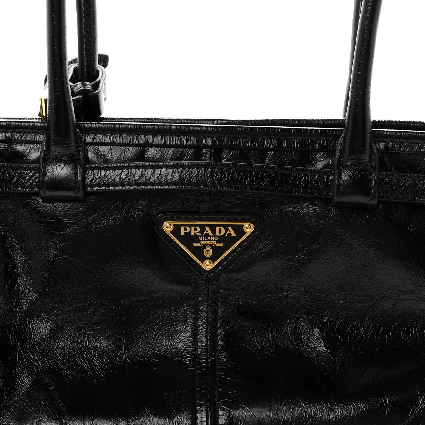 Glossy Calfskin Triangle Medium Bonnie Shoulder Bag Black