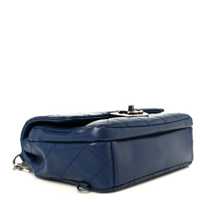 Chanel Shiny Goatskin Quilted Small Double Carry Waist Chain Flap Blue 4 of 10