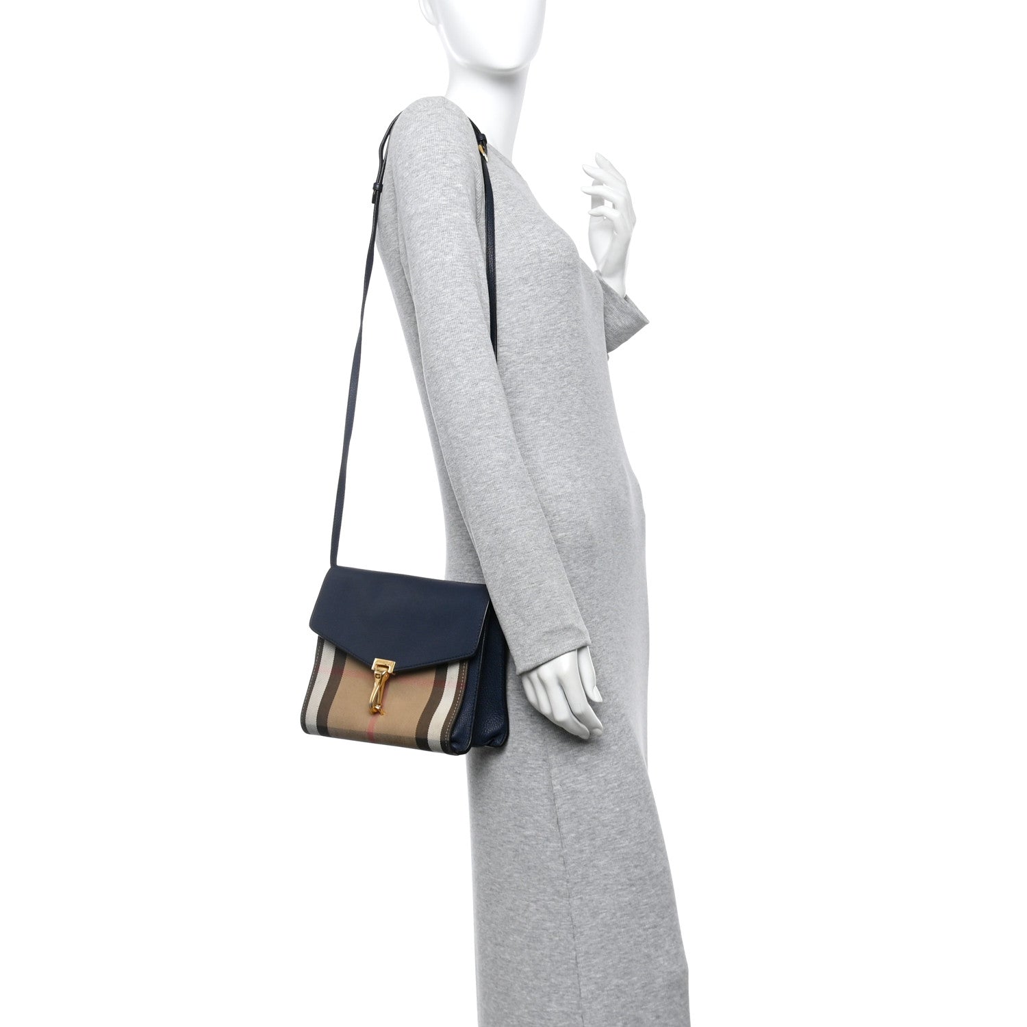 Burberry Derby Calfskin House Check Small Macken Crossbody Bag Ink Blue 2 of 10