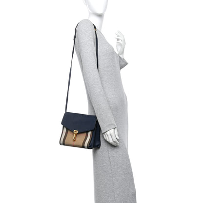 Burberry Derby Calfskin House Check Small Macken Crossbody Bag Ink Blue 2 of 10