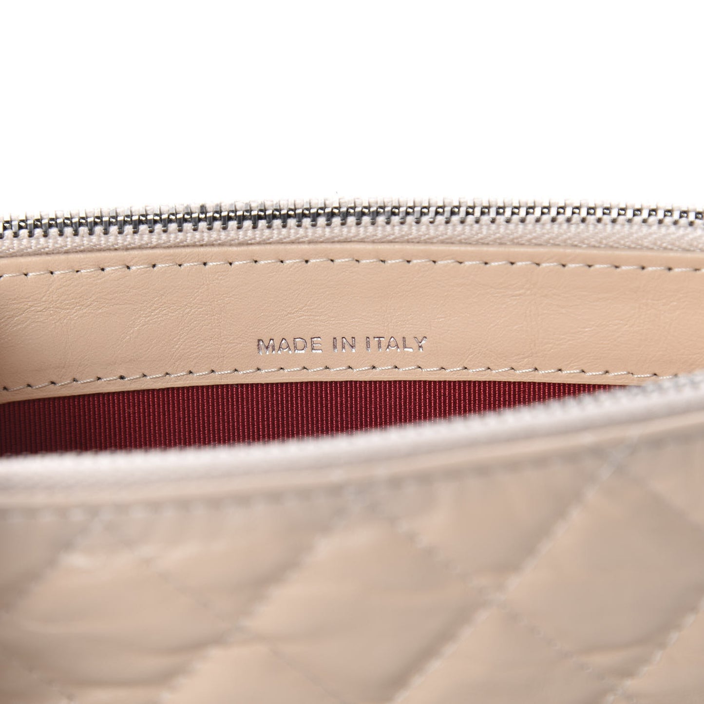 Aged Calfskin Quilted Small Gabrielle Clutch With Chain Beige Black