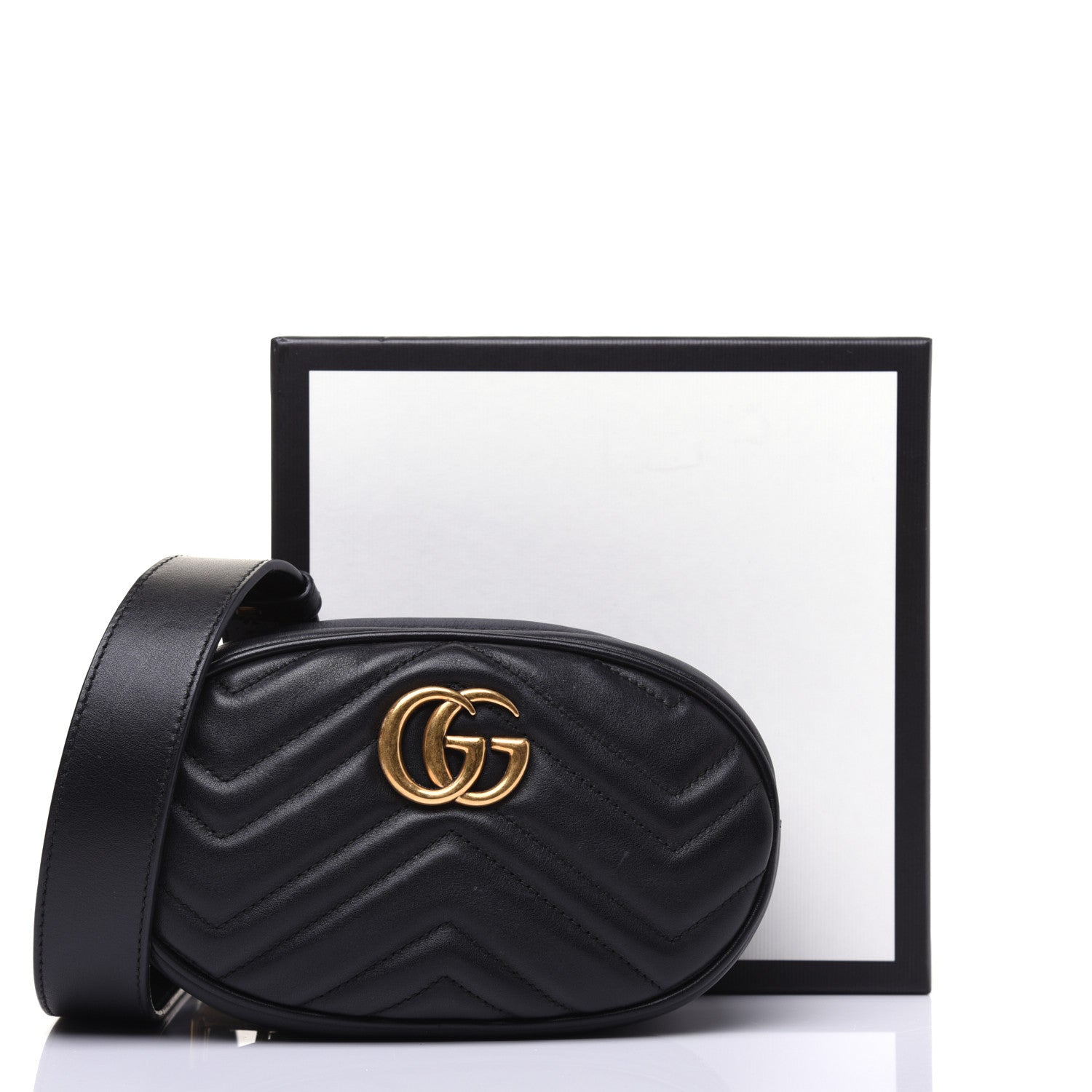 Gucci Calfskin Matelasse GG Marmont Belt Bag 105 42 Black 16 of 16