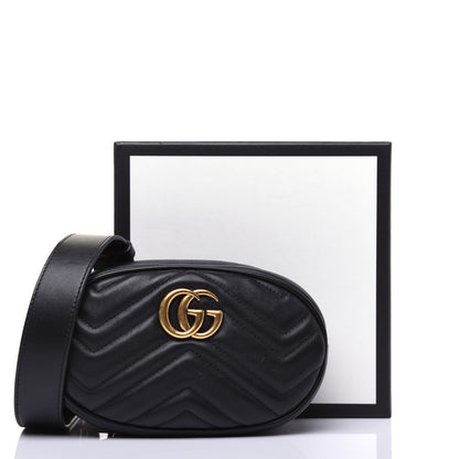 Gucci Calfskin Matelasse GG Marmont Belt Bag 105 42 Black 16 of 16
