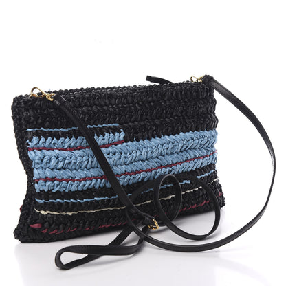 Prada Raffia Woven Crossbody Black 2 of 8