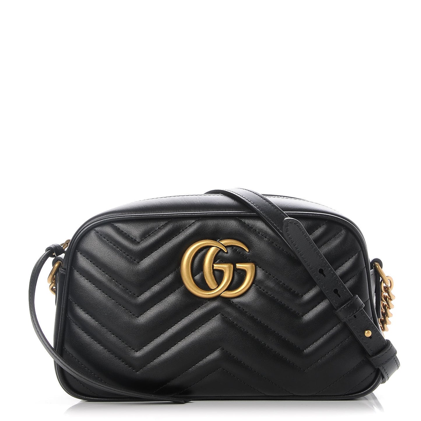 Calfskin Matelasse Small GG Marmont Chain Shoulder Bag Black