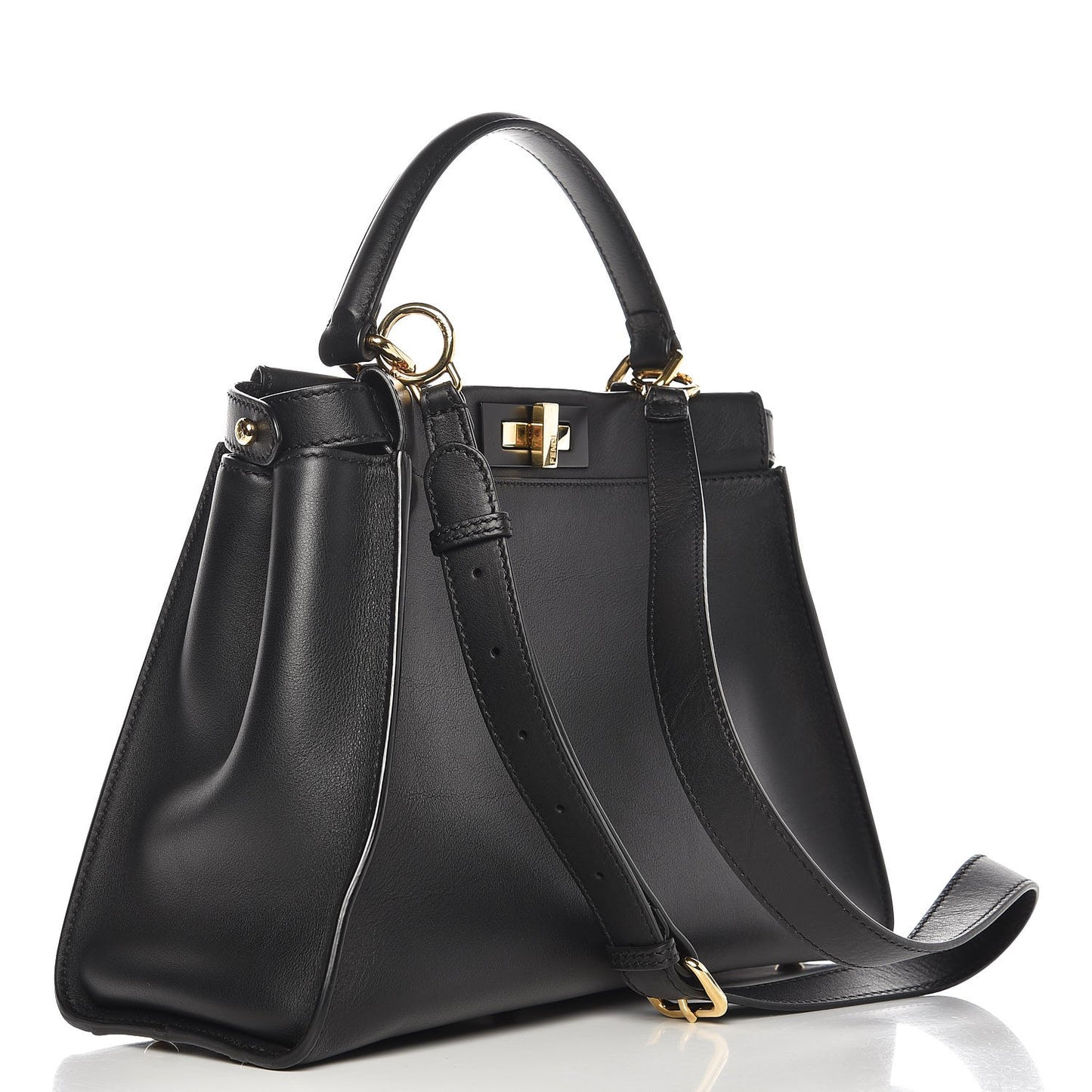 Vitello Seta Shiny Nappa Medium Peekaboo Iconic Satchel Black