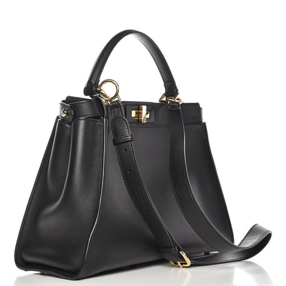 Fendi Vitello Seta Shiny Nappa Medium Peekaboo Iconic Satchel Black 3 of 8